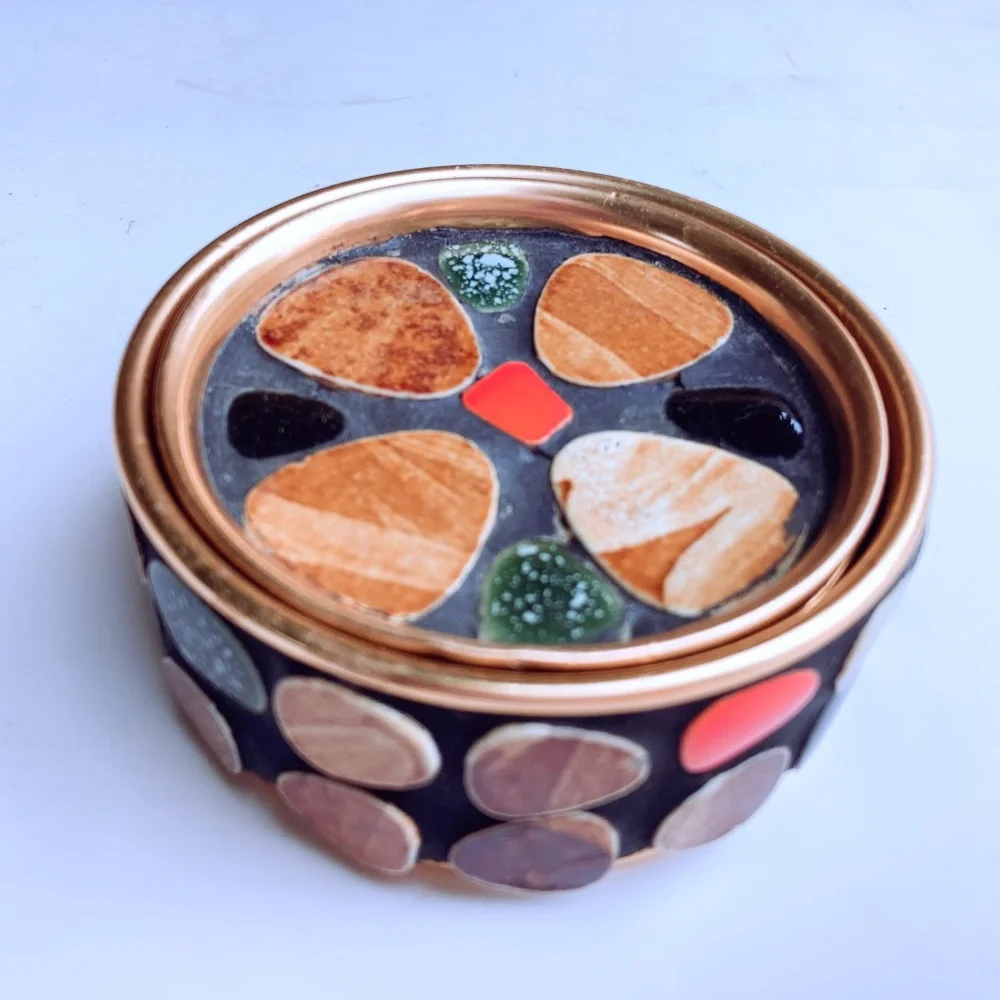MCM Mosaic Copper Coasters Set Of 6 - Picture 2 of 6